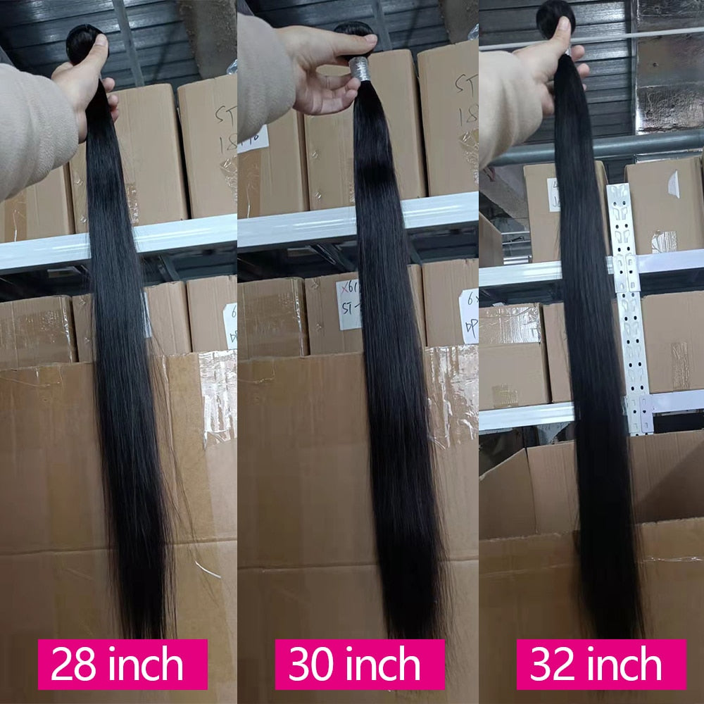 10a Bone Straight Human Hair Bundles Human Hair 30 inch Bundles 38 40 inch Long Thick Bundles Soft Brazilian Hair Weave Bundles