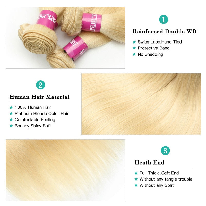 Monstar 1/3/4 613 Blonde Straight Hair Bundles Peruvian Remy Human Hair Extension Honey Blonde Bundles 8- 40 Inch Free Shipping