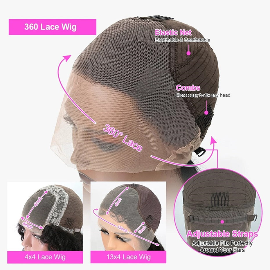 13X4 Lace Front Human Hair Wigs 360 Lace Frontal Wig Remy Brazilian Bone Straight Lace Wigs For Women PrePlucked Wig Bling Hair