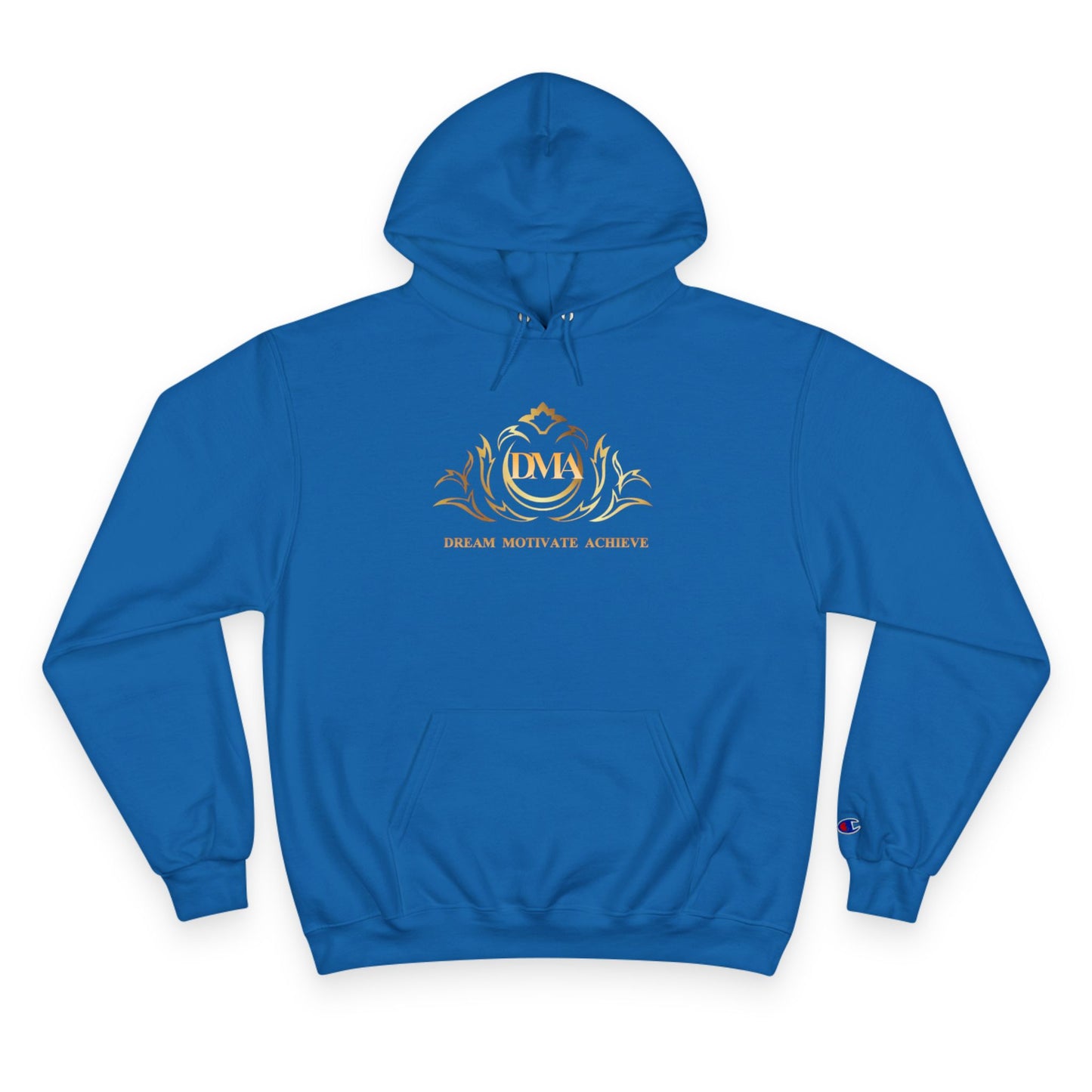 Champion White Hoodie — 'Dream. Motivate. Achieve.' Gold Crest Athletic Pullover