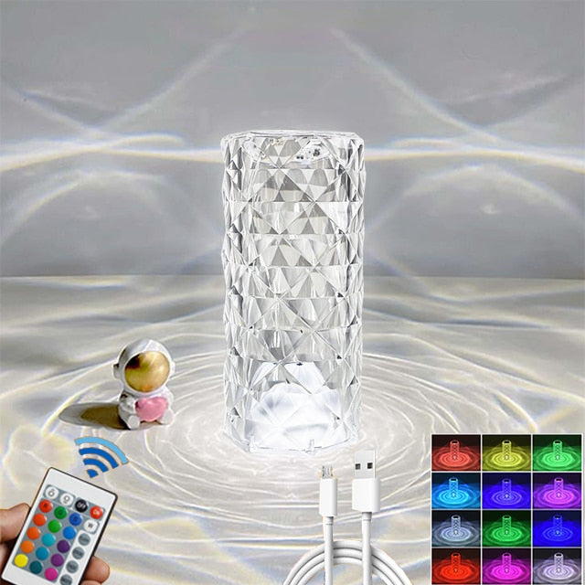Crystal Lamp Touch Table Bedside Lamps Light Fixture 16 Colors LED Atmosphere Room Decor Christmas Room Decoration Home Lights