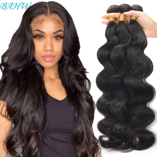 Brazilian Body Wave Human Hair Bundles Natural Hair Weave 3/4 Bundles Deal 8-30 Inch Machine Double Weft Bundles Hair Extensions