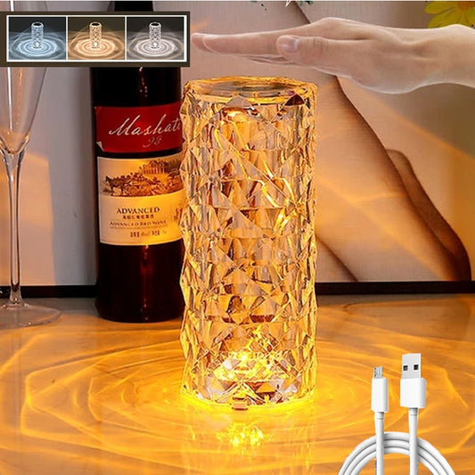 Crystal Lamp Touch Table Bedside Lamps Light Fixture 16 Colors LED Atmosphere Room Decor Christmas Room Decoration Home Lights